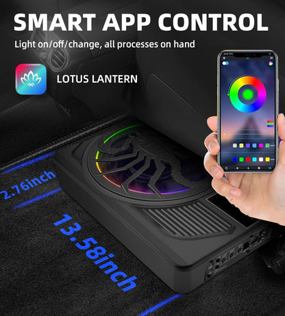 Subwoofer y amplificador para automóvil de 1600 W, luz RGB (USADO)
