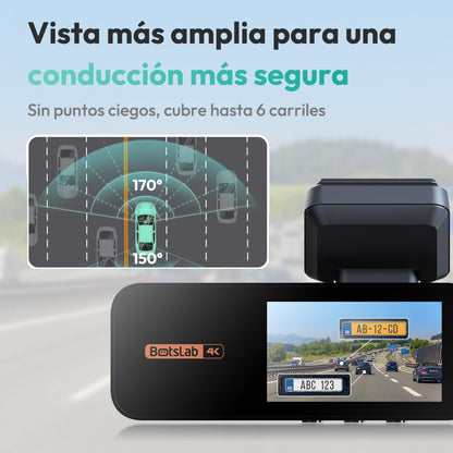 Dashcam para Auto Delantera y Trasera, BOTSLAB 4K+2K, (SIN CAJA).