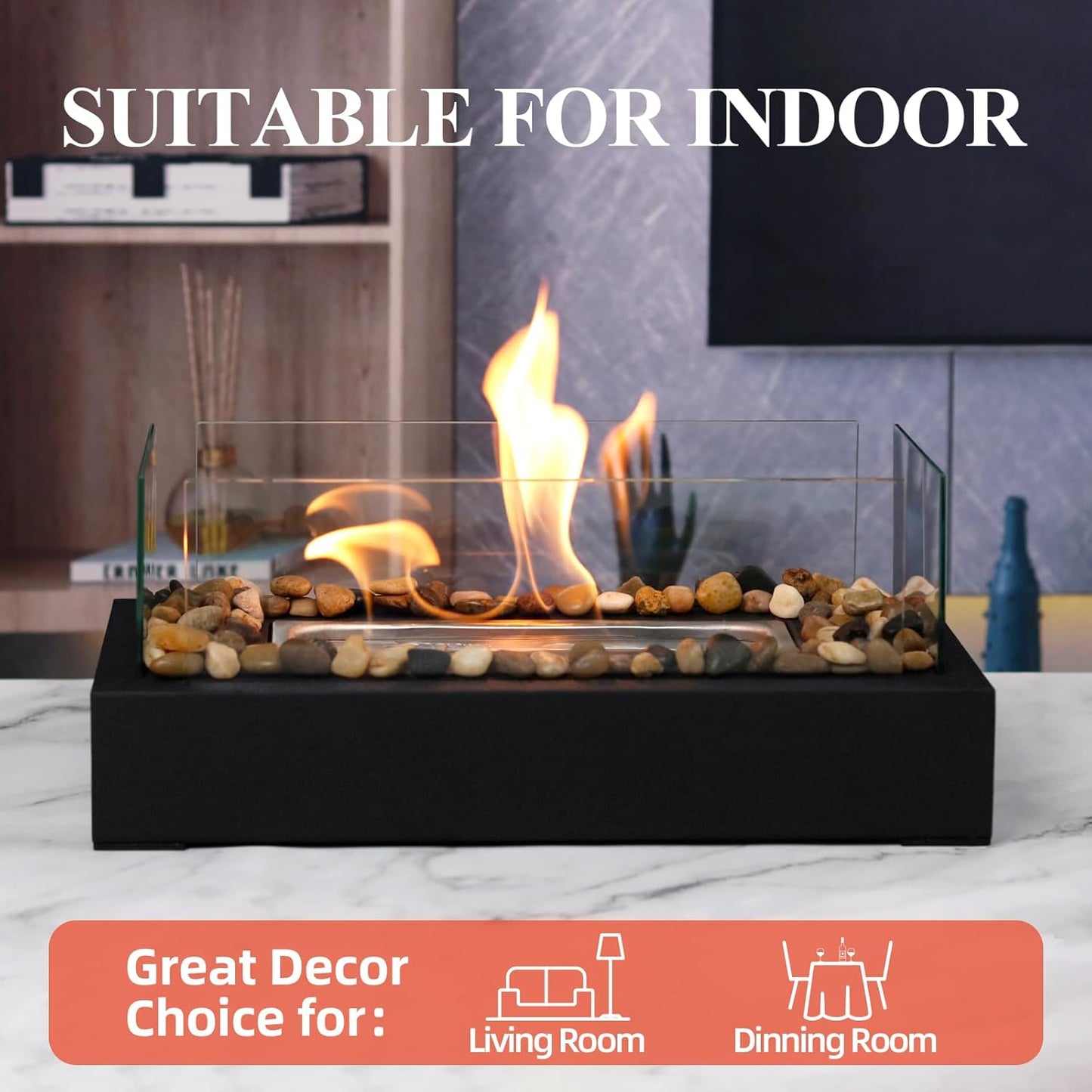 Chimenea de mesa, pequeña de acero inoxidable, Korniful.