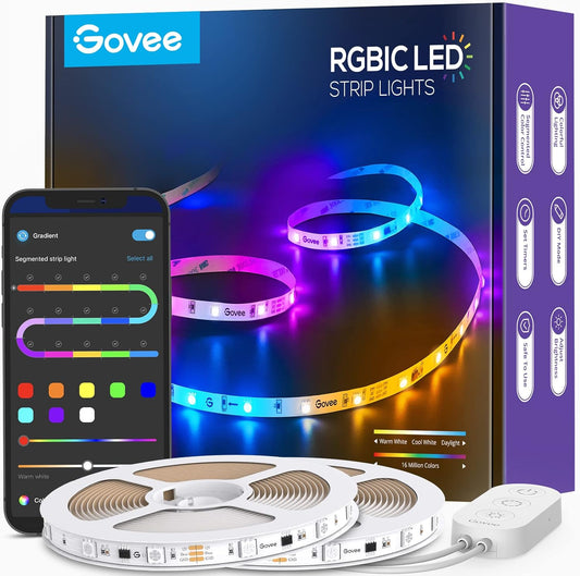 Govee Tira de Luces LED RGBIC de 65.6 Pies(20 Mts), Bluetooth.