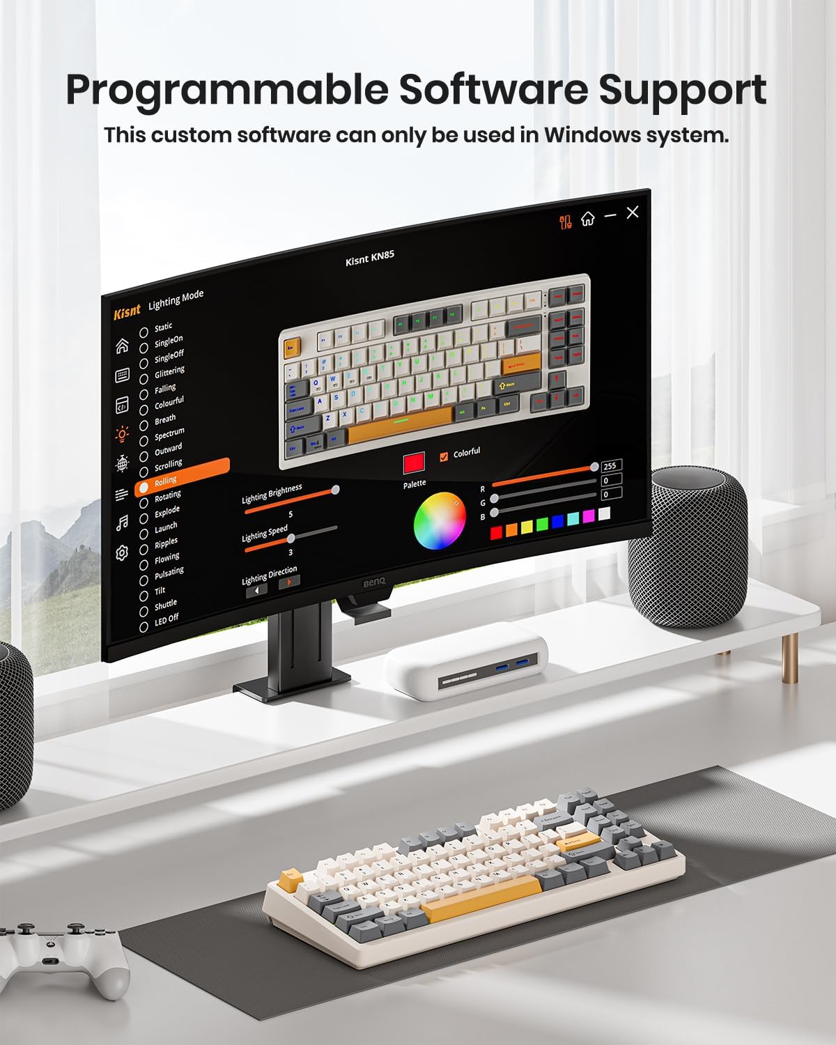 Teclado mecánico inalámbrico, Bluetooth/2.4/USB-C,Windows/Mac.