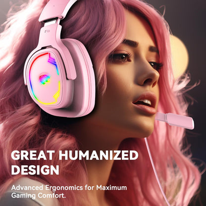 Auriculares para juegos Jimonyer, con micrófono luces RGB, con cable.