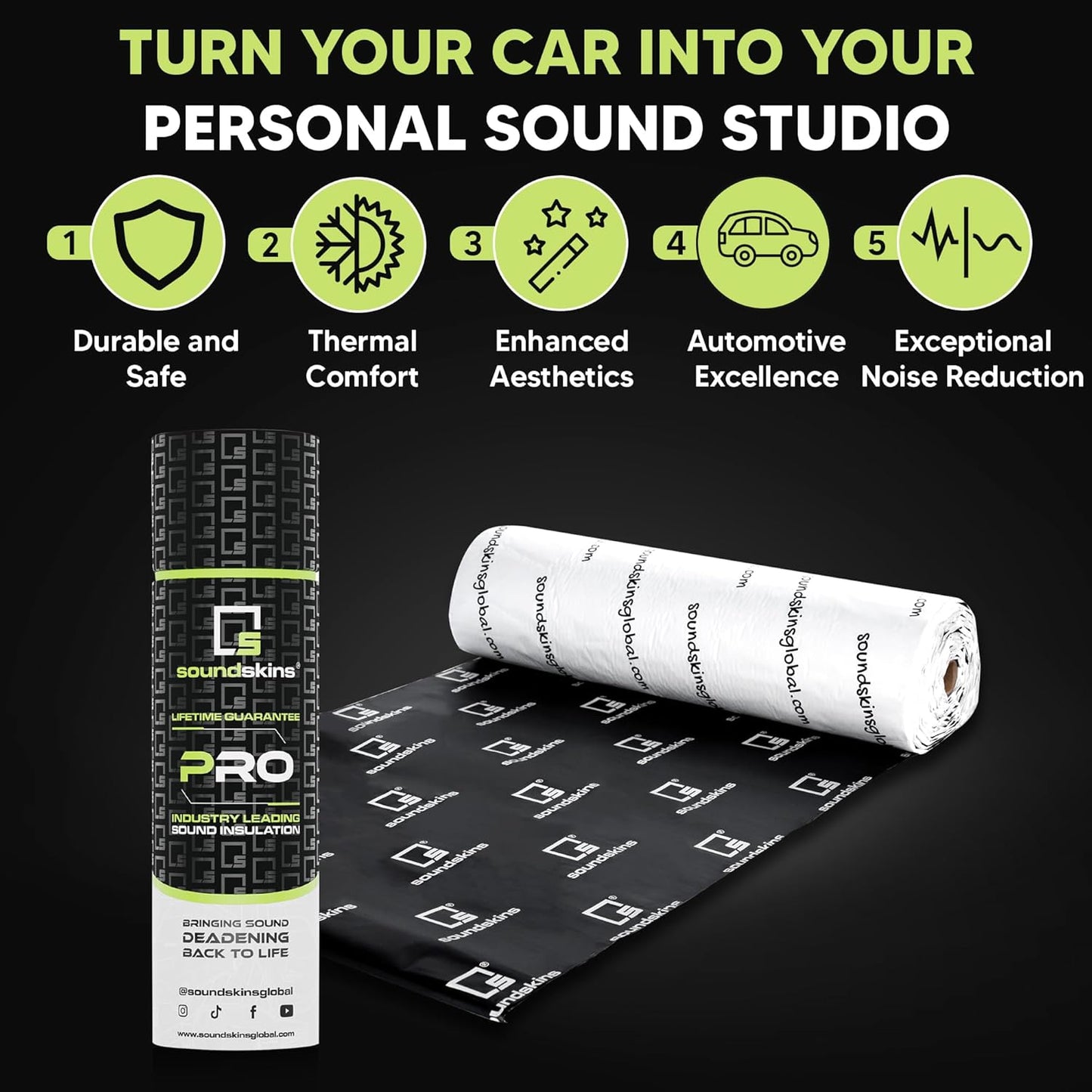 Lamina insonorizante SoundSkins, 11 SQ-FT, amortiguación de Sonido.