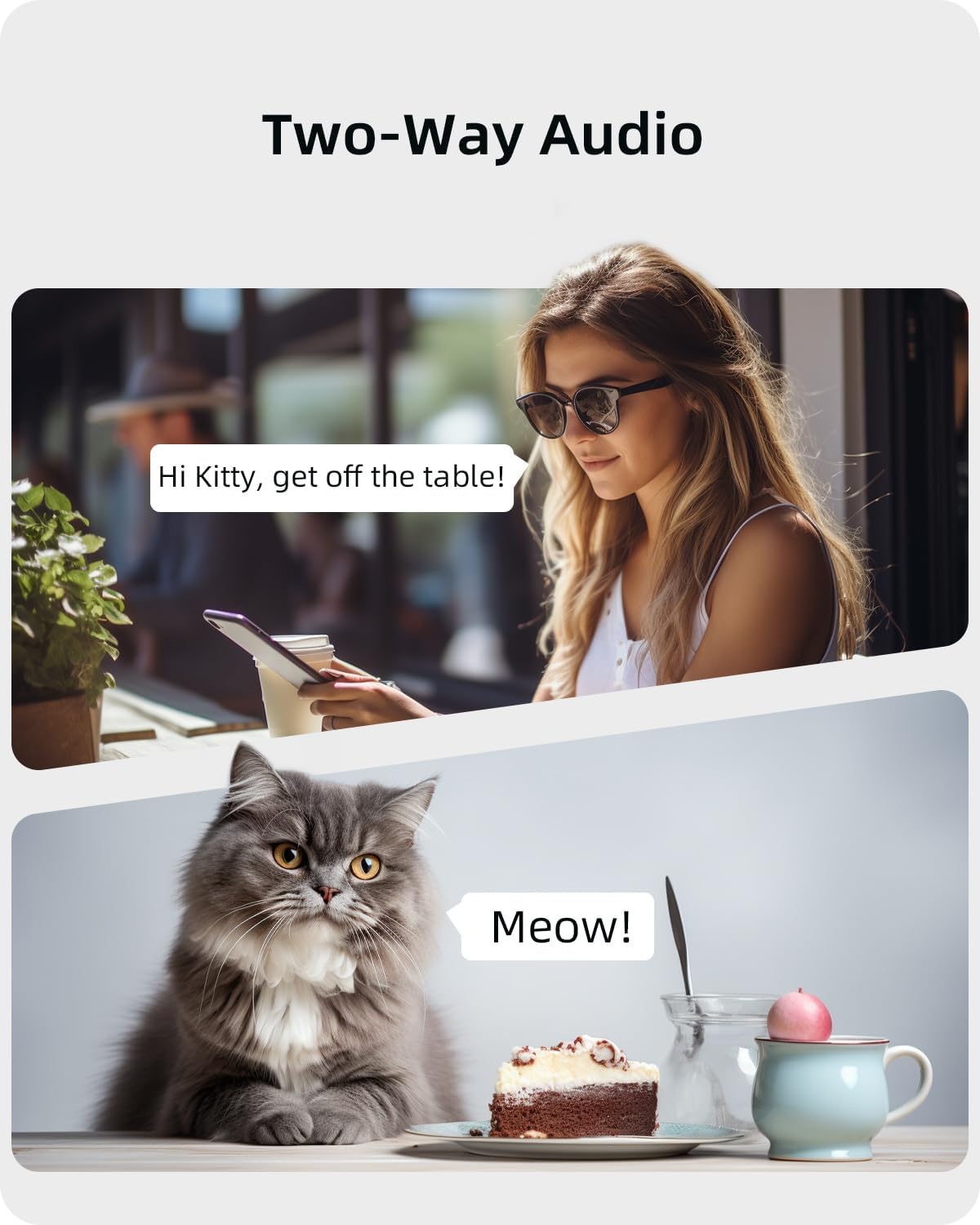 Cámara de seguridad interior, Compatible con Alexa, WiFi.
