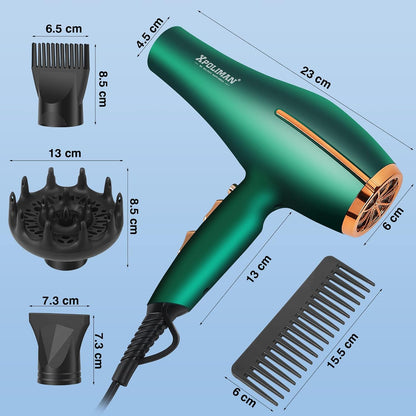 Secador de pelo Pro Ionic Salon Xpoliman, secado rápido 2000 v