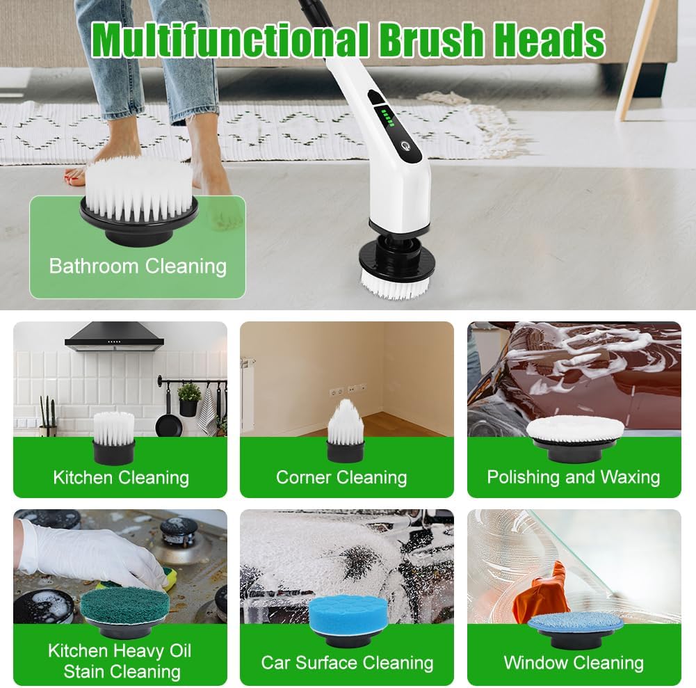 Cepillo eléctrico giratorio OSDUE, inalámbrico, para ducha, con 8 cabezales reemplazables.