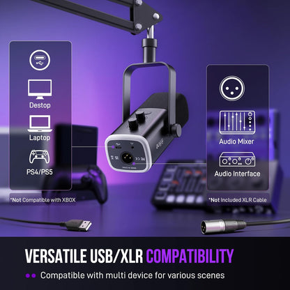 Micrófono FIFINE AM8T USB XLR RGB Con Brazo