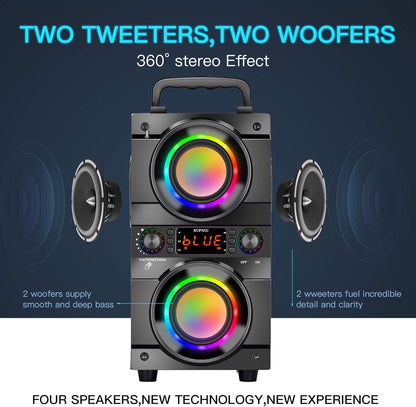 Altavoz Bluetooth portátil, doble subwoofer, Bluetooth (USADO).