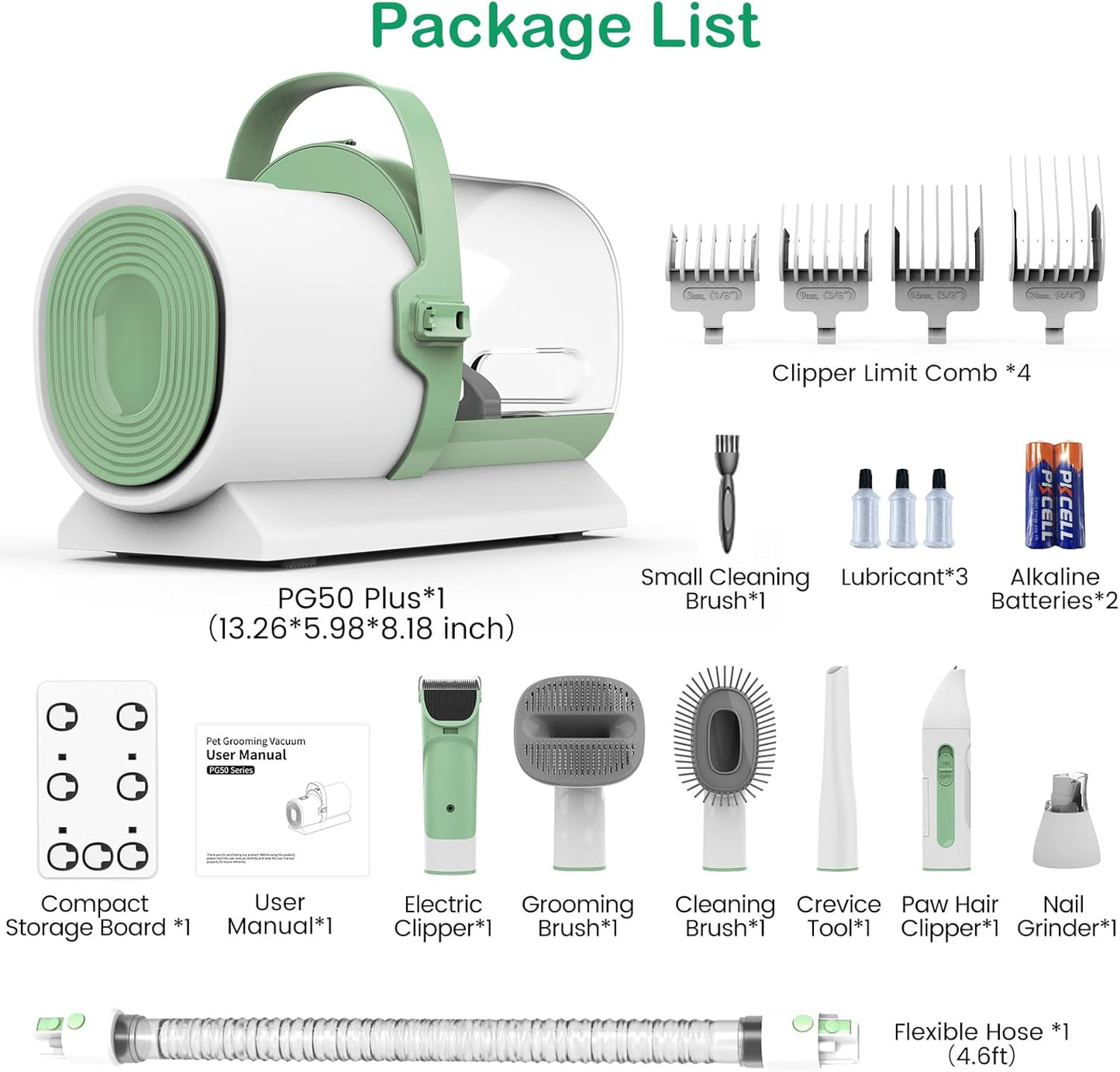 Kit de aseo para mascotas, con cortaúñas, cap 2.5 lts, desmontable.