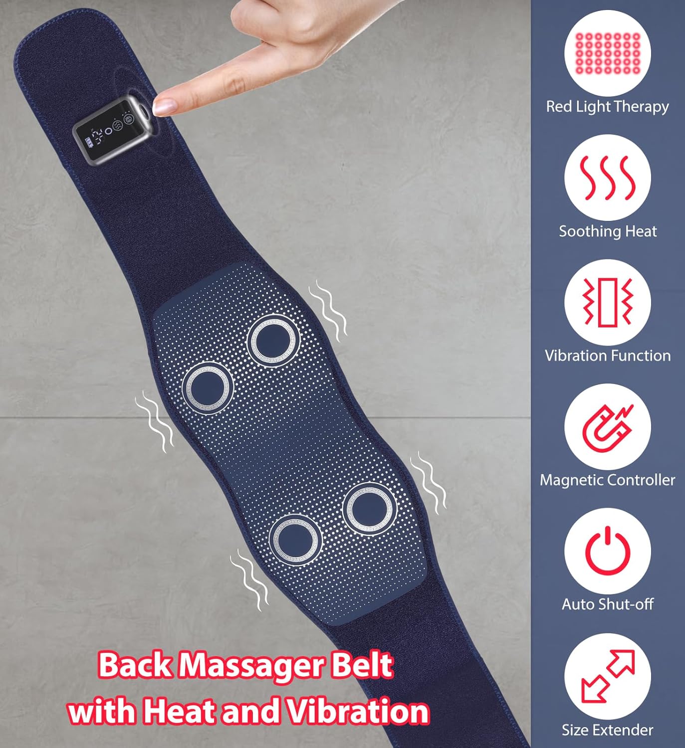 Cinturón inalámbrico de terapia de luz roja, vibracion y calor. (USADO).