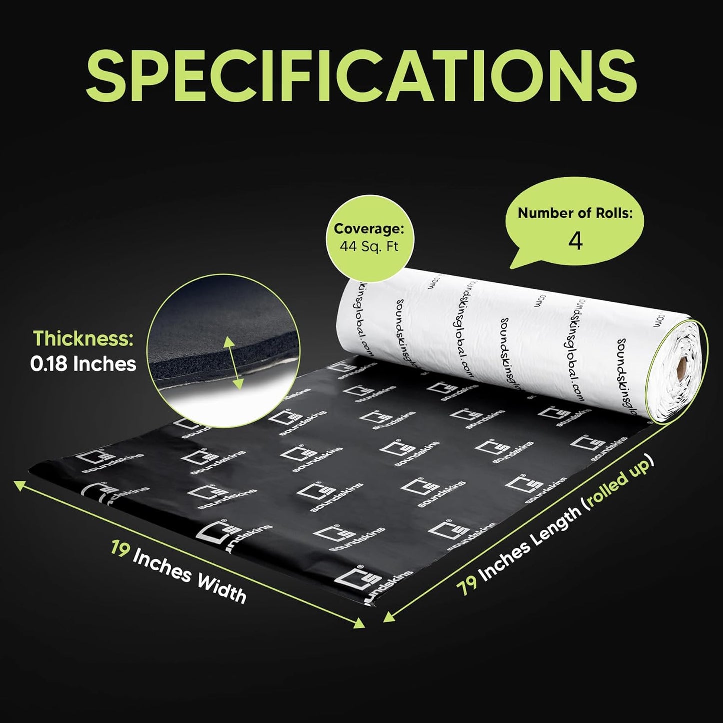 Lamina insonorizante SoundSkins, 11 SQ-FT, amortiguación de Sonido.