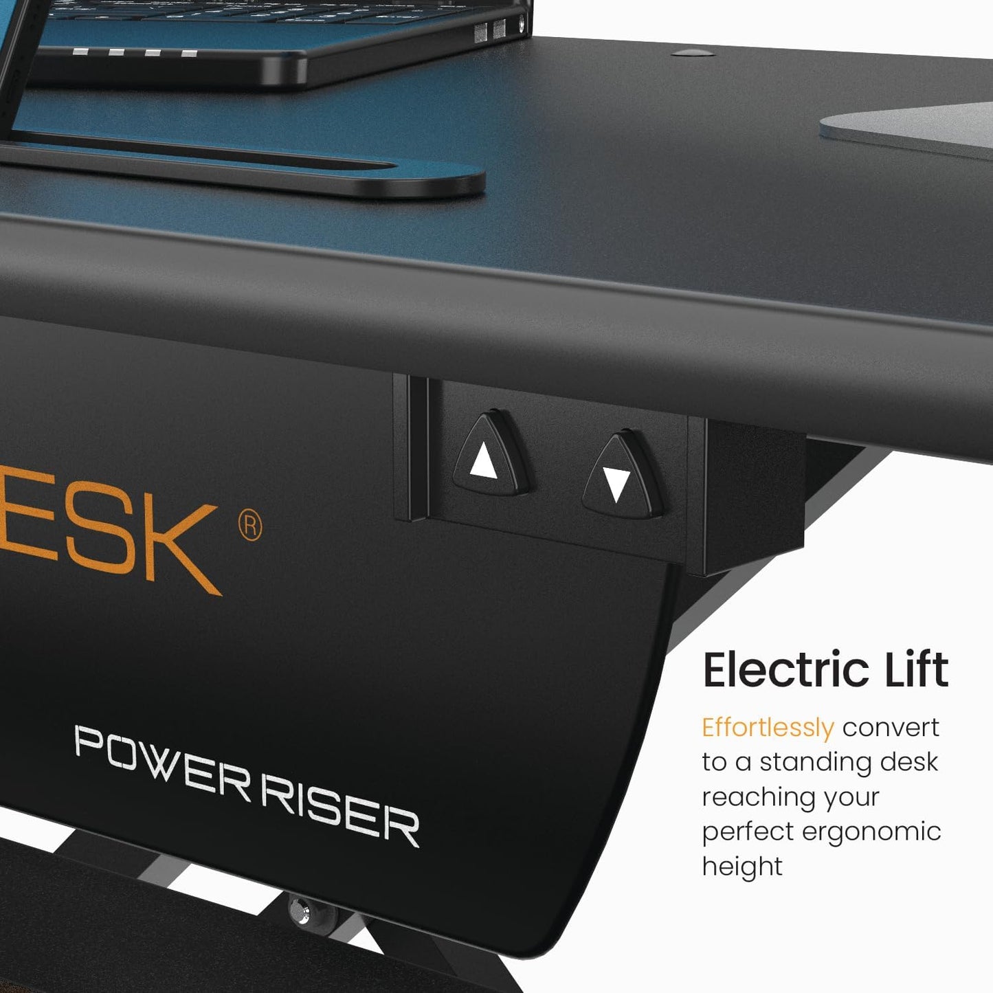 Escritorio eléctrico de 32", Versadesk, altura ajustable, bandeja p/teclado