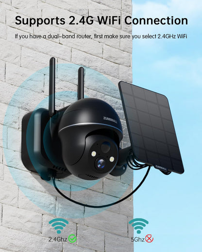 Cámara Solar de Seguridad ZUMIMALL 2K 3MP 360° WiFi 2.4G Inalámbrica