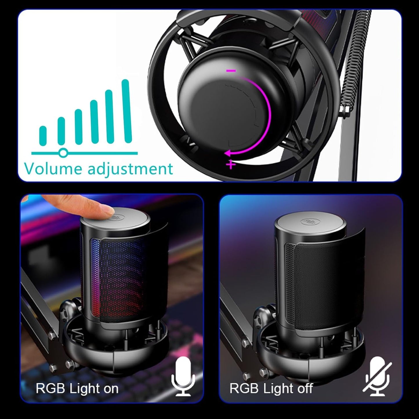 Micrófono RGB para juegos para PS4/5 PC,