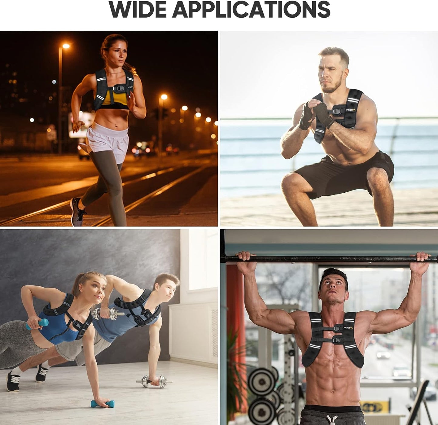 Chaleco con peso APEXUP, 6.9 KG, rayas reflectantes, (USADO).