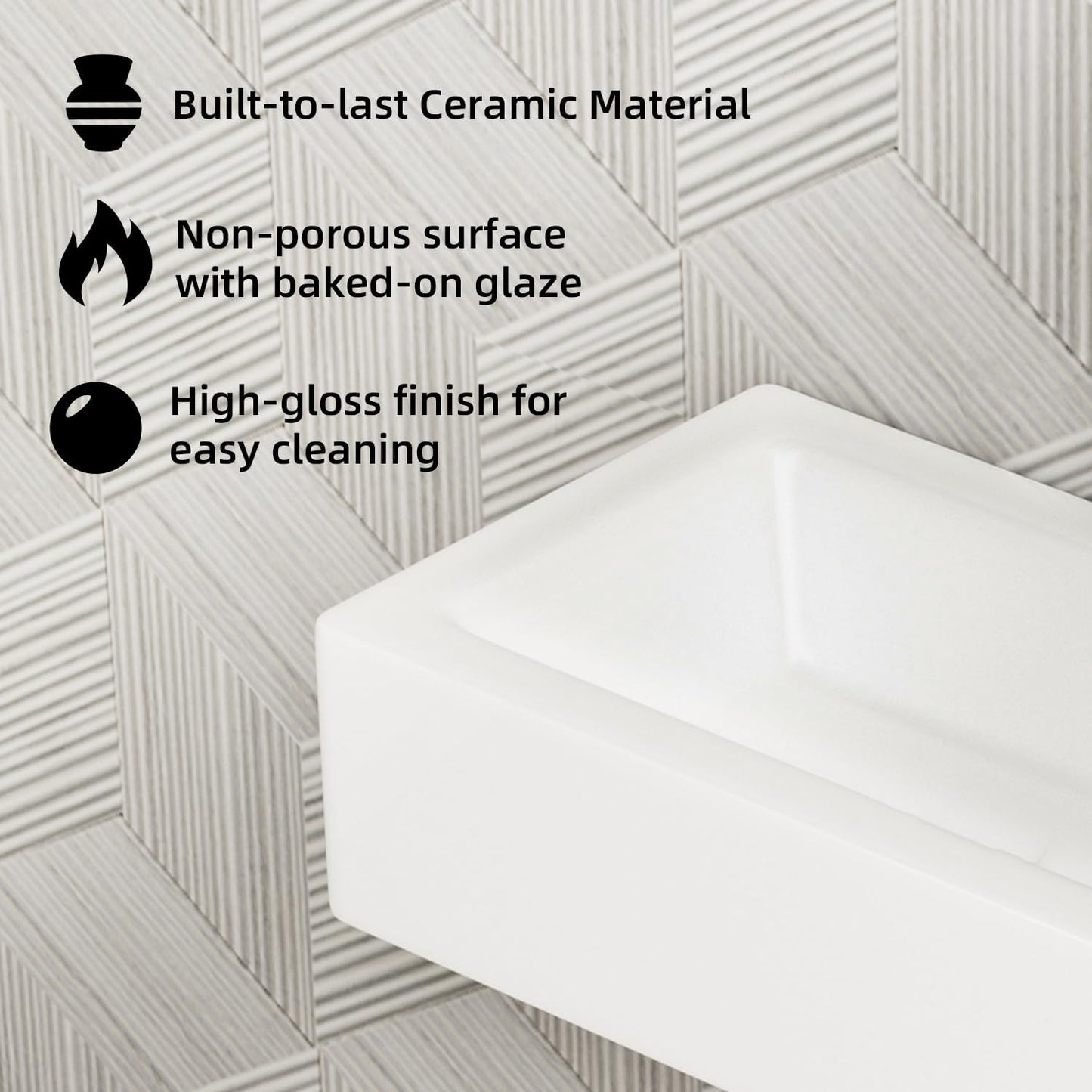 Fregadero montado en la pared para baño pequeño, 14.5 x 7.3".