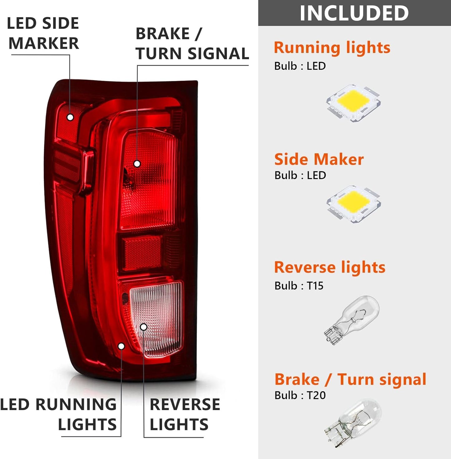 Faro Trasero Para Gmc Sierra, Lado Del Conductor, Con Focos.
