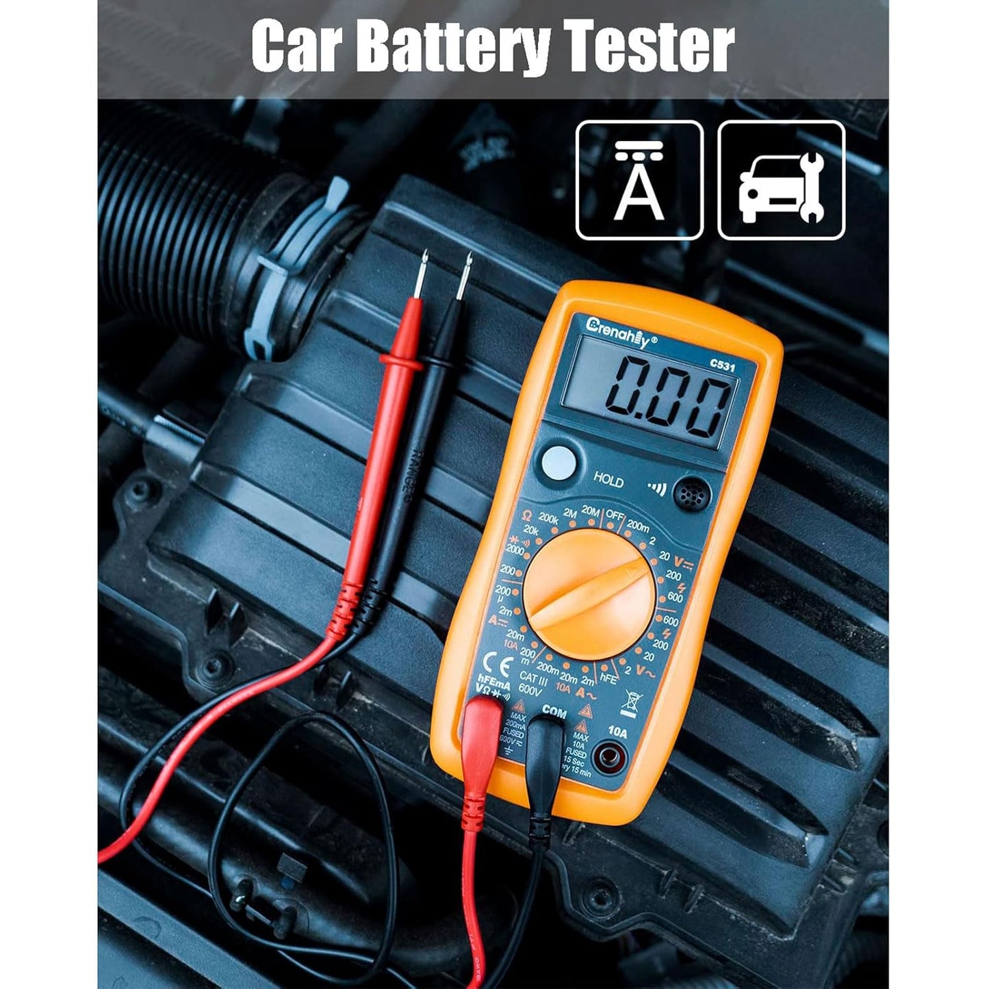 Multímetro digital, voltaje, corriente, resistencia, diodo, continuidad.
