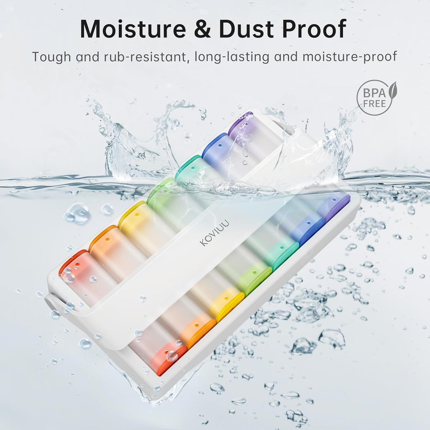 Pastillero semanal 2 veces al día, Koviuu, con mango giratorio.