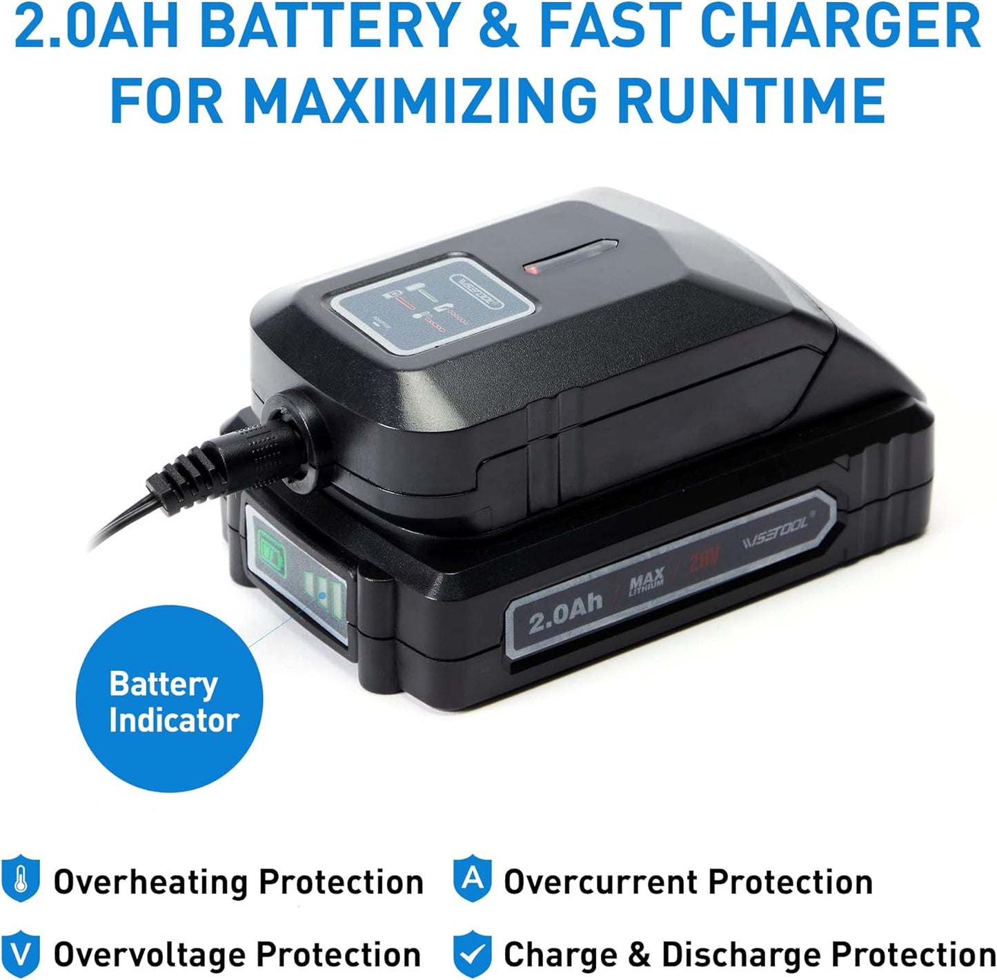 Cortasetos inalámbrico, recortadora eléctrica de 20 V/2.0Ah