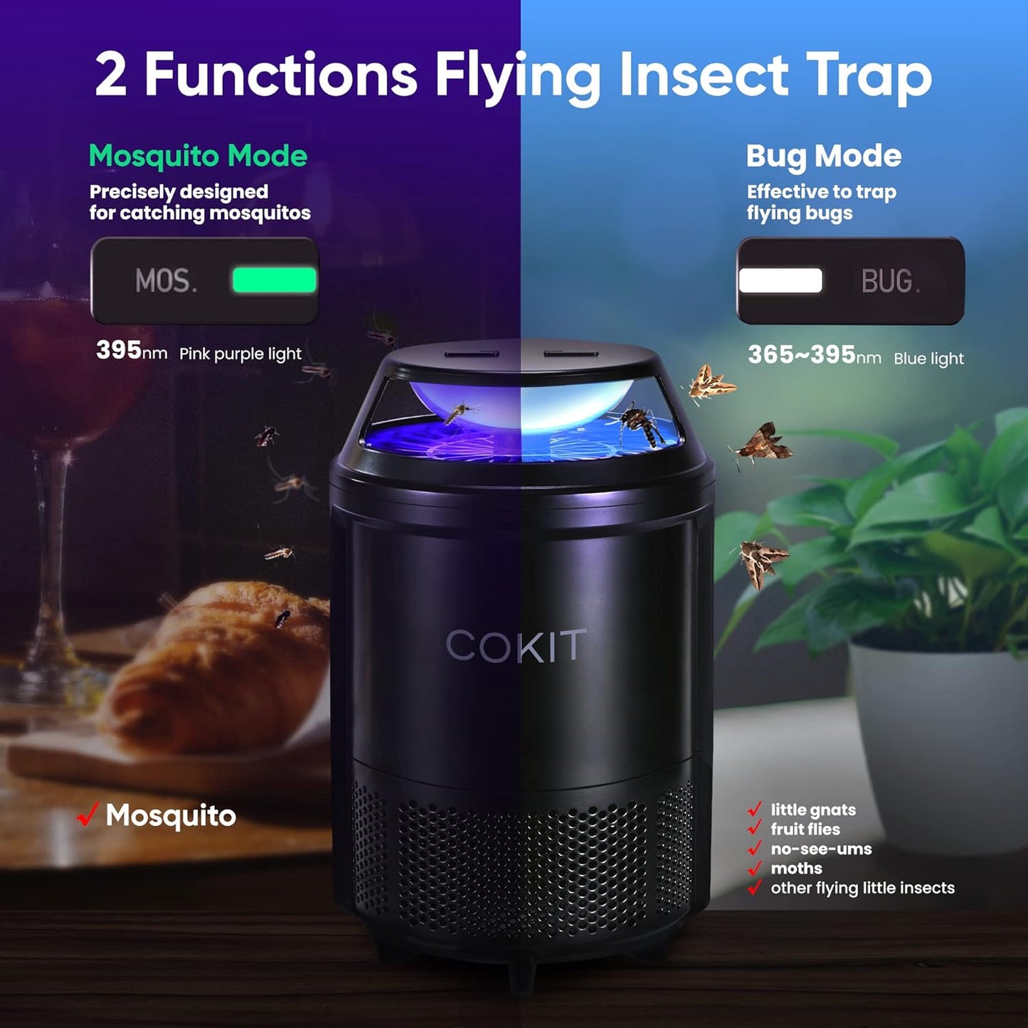 Trampa para interiores, mosquitos e insectos pequeños, 2 pack.