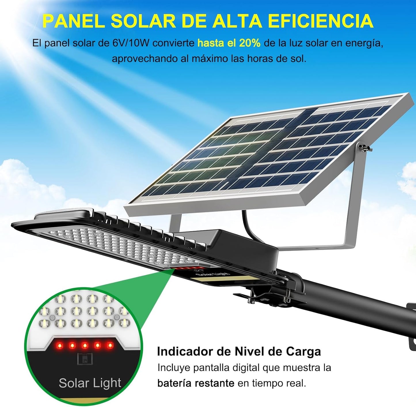 Luz Solar para Exteriores, 15000LM, Resistentes al Agua IP67, Engrepo.