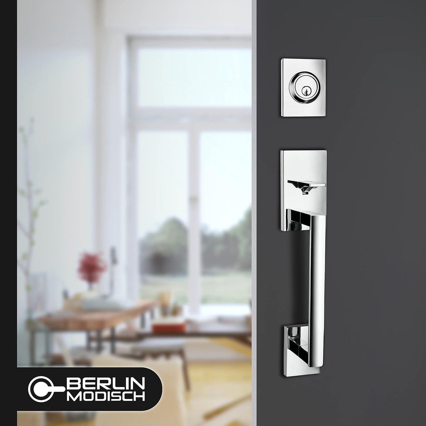 Juego de manijas para puerta delantera del hogar cromo pulido (USADO)