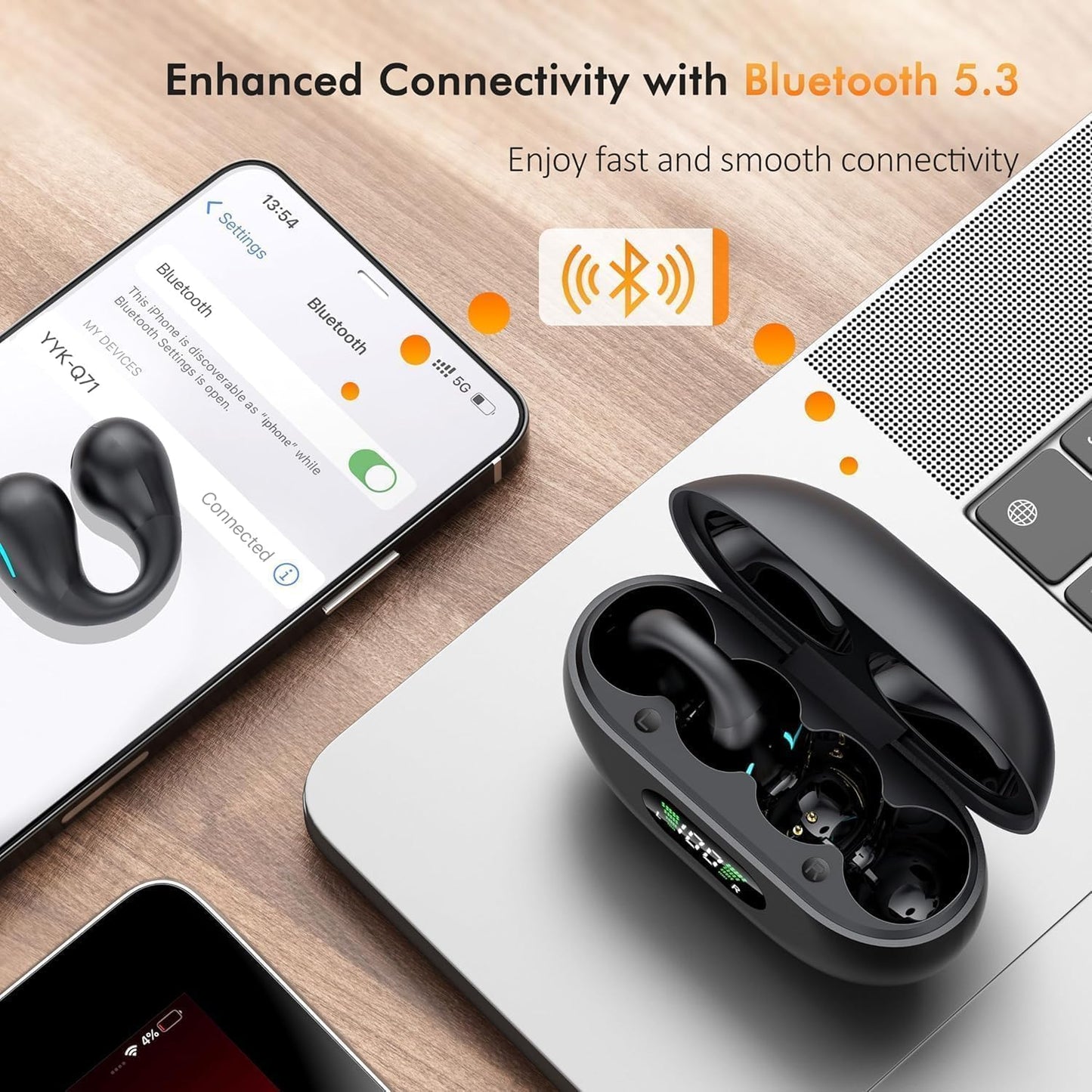 Auriculares de conducción ósea de oído abierto,Bluetooth 5.3, ligeros.(USADOS)