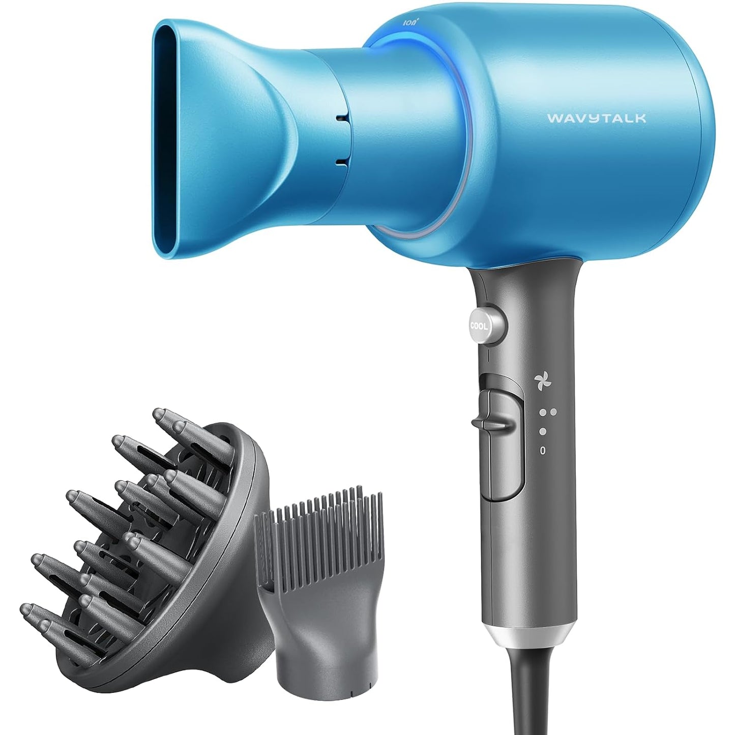 Wavytalk Secador de pelo con difusor, 3 accesorios, ionico.