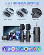 Micrófonos inalámbricos 3 en 1 para iPhone Android (USADO)