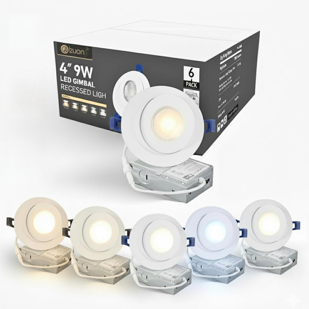 Luces LED Empotrables 4" 9W 5CCT 750LM Cardán  6pz Ozion