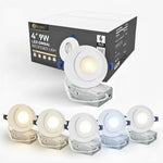 Luces LED Empotrables 4" 9W 5CCT 750LM Cardán  6pz Ozion