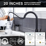 Grifo de cocina con pulverizador extraíble WEWE, arco alto (DETALLE)