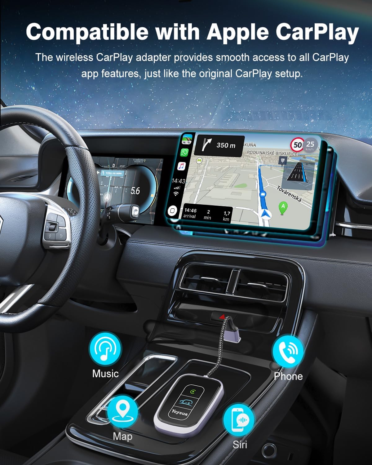 Adaptador inalámbrico CarPlay Bluetooth Yeysua (USADO)