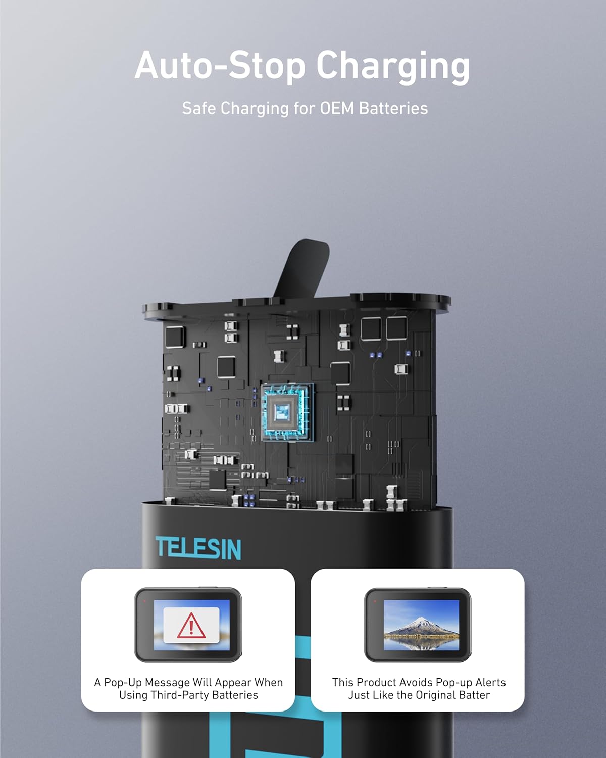 TELESIN Hero13 - Kit de cargador de batería – Paquete de 2 baterías.