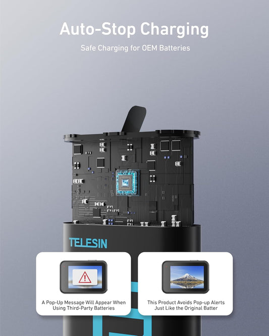 TELESIN Hero13 - Kit de cargador de batería – Paquete de 2 baterías.