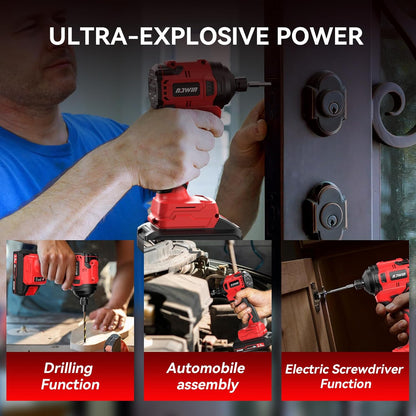 Kit de destornillador de impacto inalámbrico NAWIN de 20 V. con estuche.