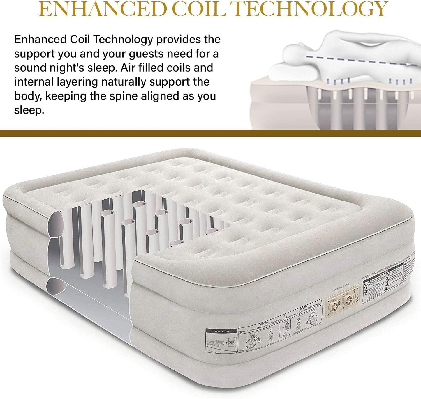 King Koil Colchón de aire integrado de lujo con bomba incorporada, QUEEN 20"