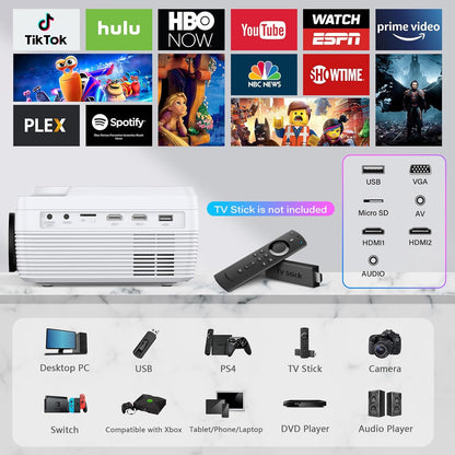 Mini Proyector WiFi Bluetooth Full HD Compatible 4K