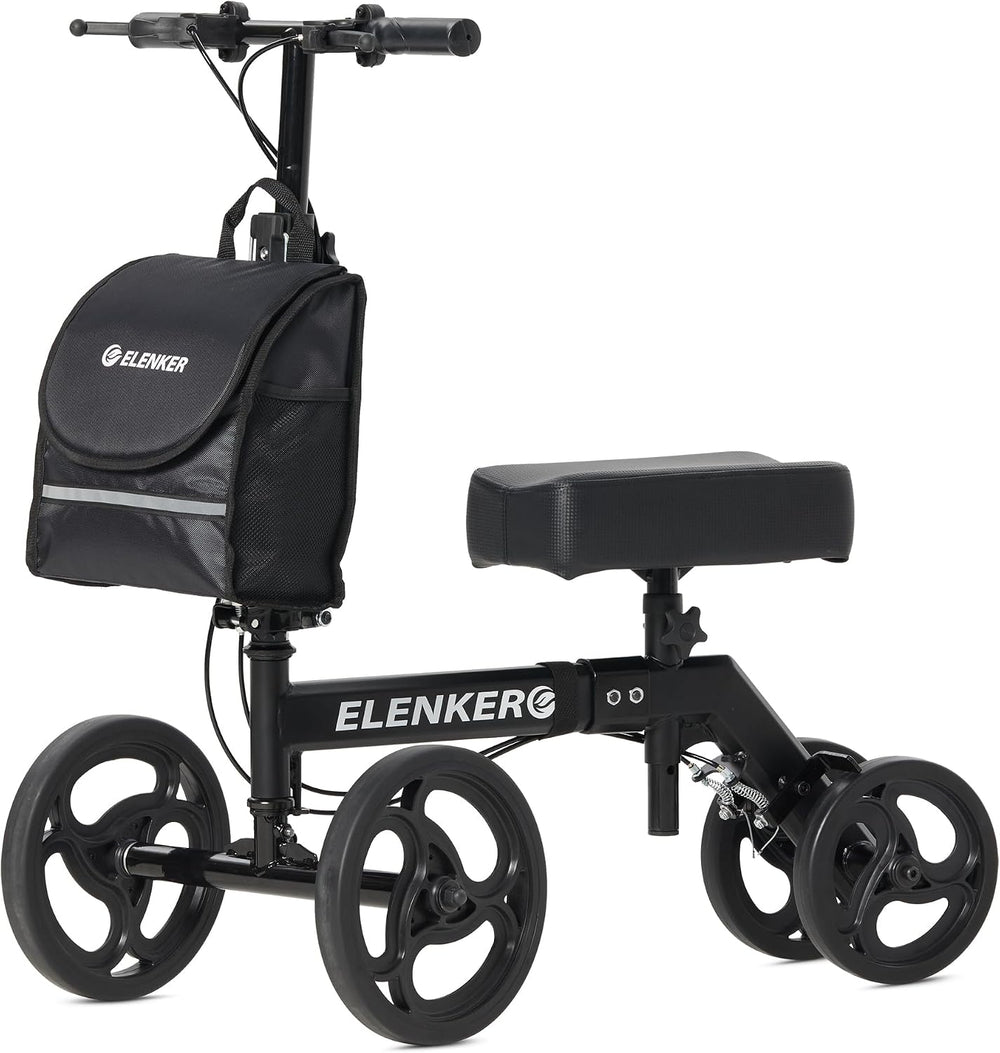 Andador de rodilla orientable Elenker, ruedas de PVC, Scooter