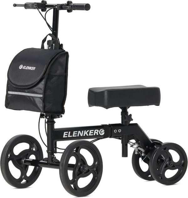 Andador de rodilla orientable Elenker, ruedas de PVC, Scooter
