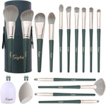 Set de 14 brochas de maquillaje + esponjas y estuche