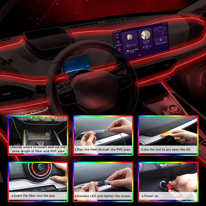 Tira de luces LED para interior de coche, RGB, control por app.