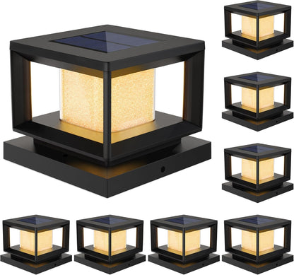 Luces Solares para Postes, 8 piezas, Impermeables con efecto brillo.