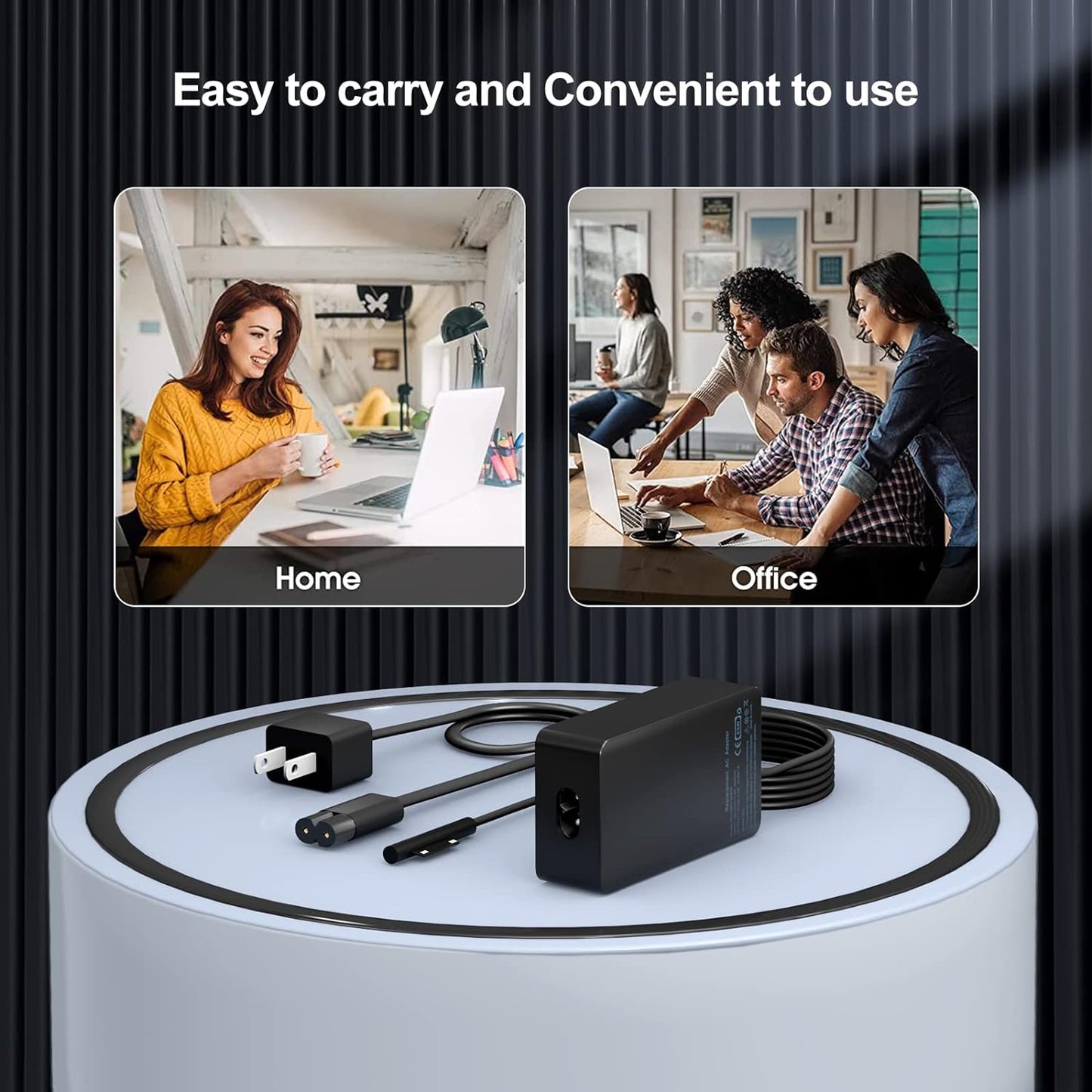 Cargador Surface Pro de 65 W, Surface Laptop Charger.