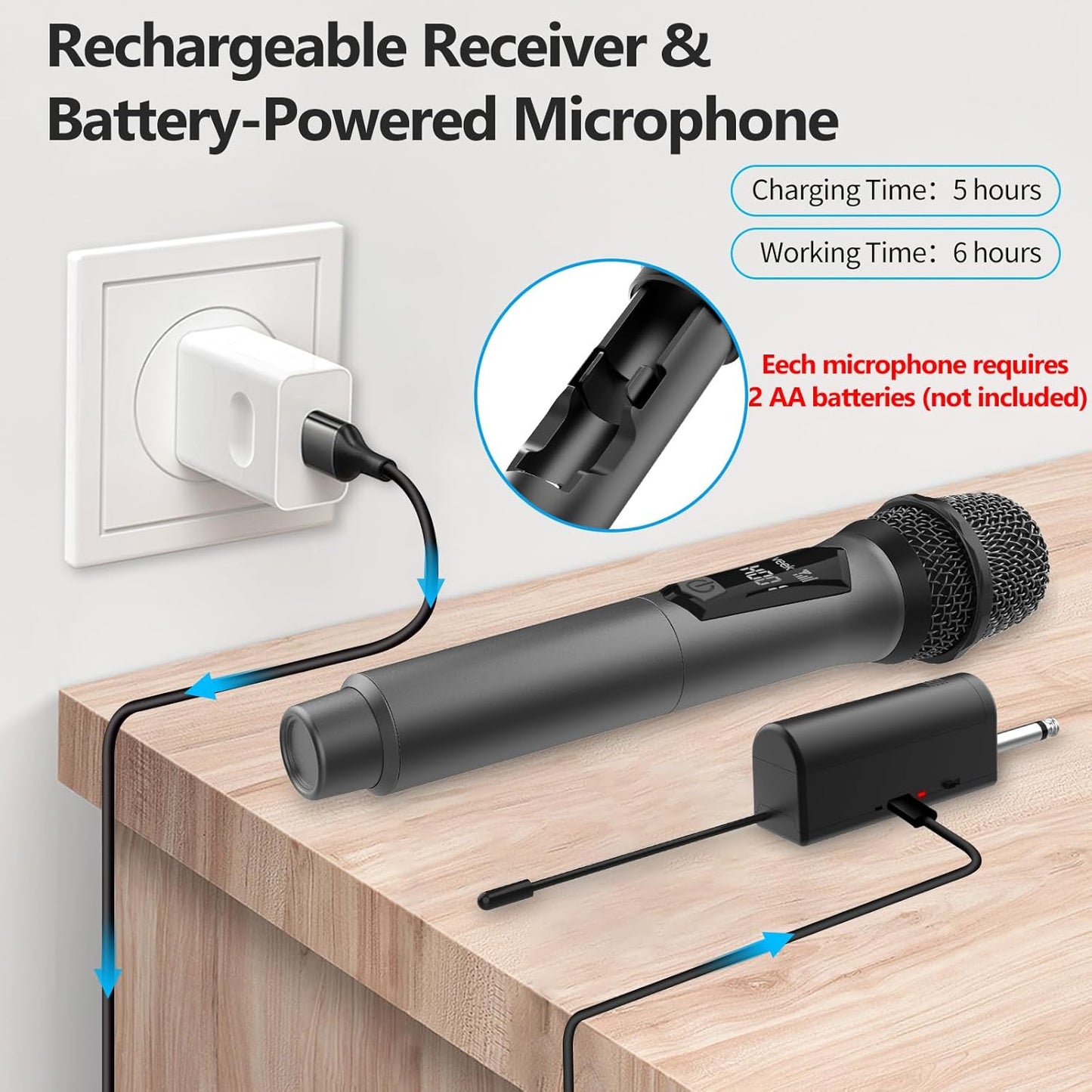 Aveek Micrófono de karaoke inalámbrico,micrófono para altavoces.