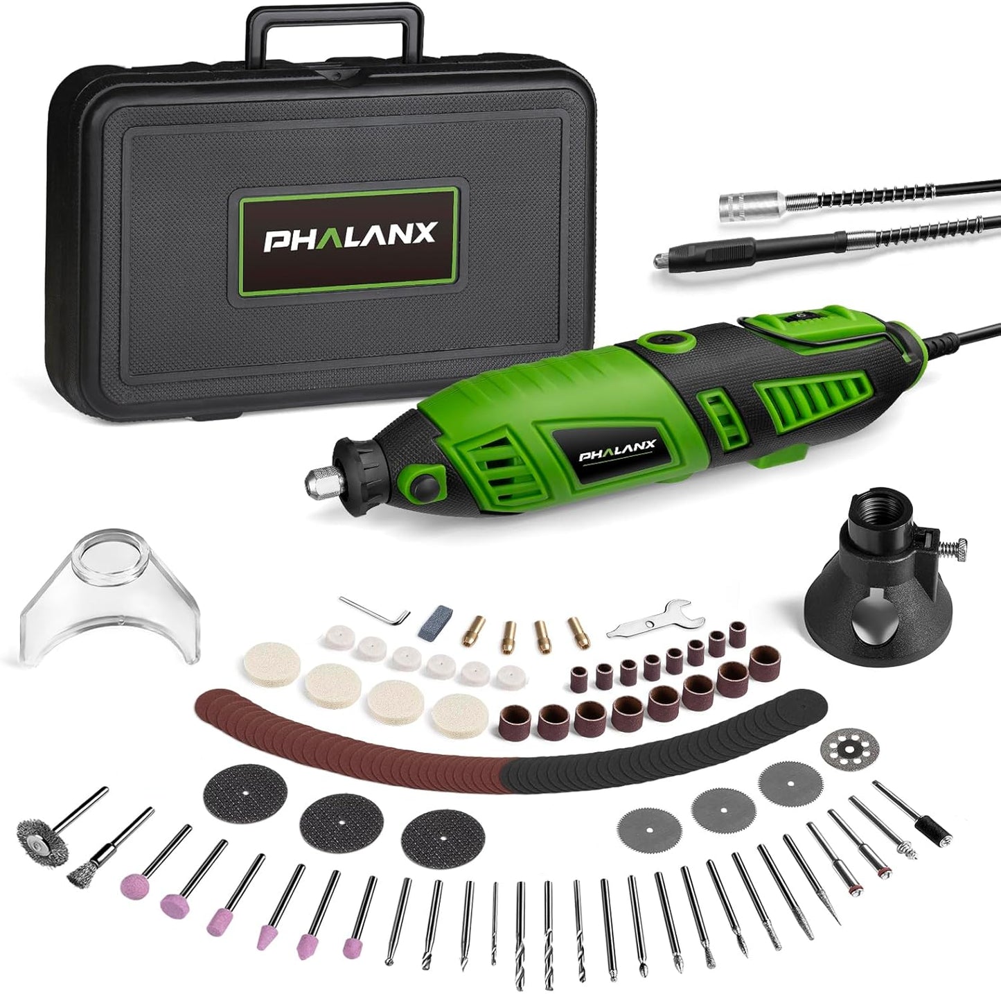 Kit de herramientas rotativas de 180 W, PHALANX de 1.5 amperios 6 velocidades
