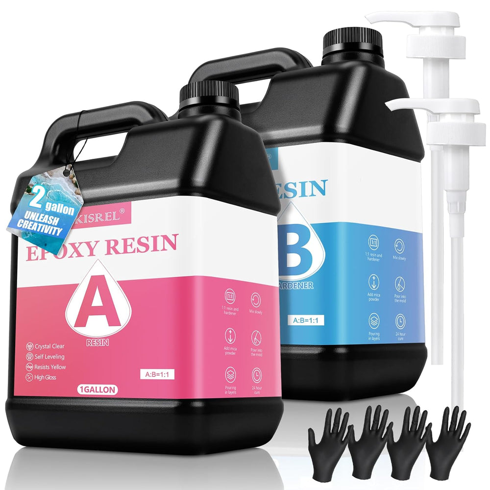Kit Resina epoxi de 2 galones Krisel, transparente sin amarillear 0 burbujas