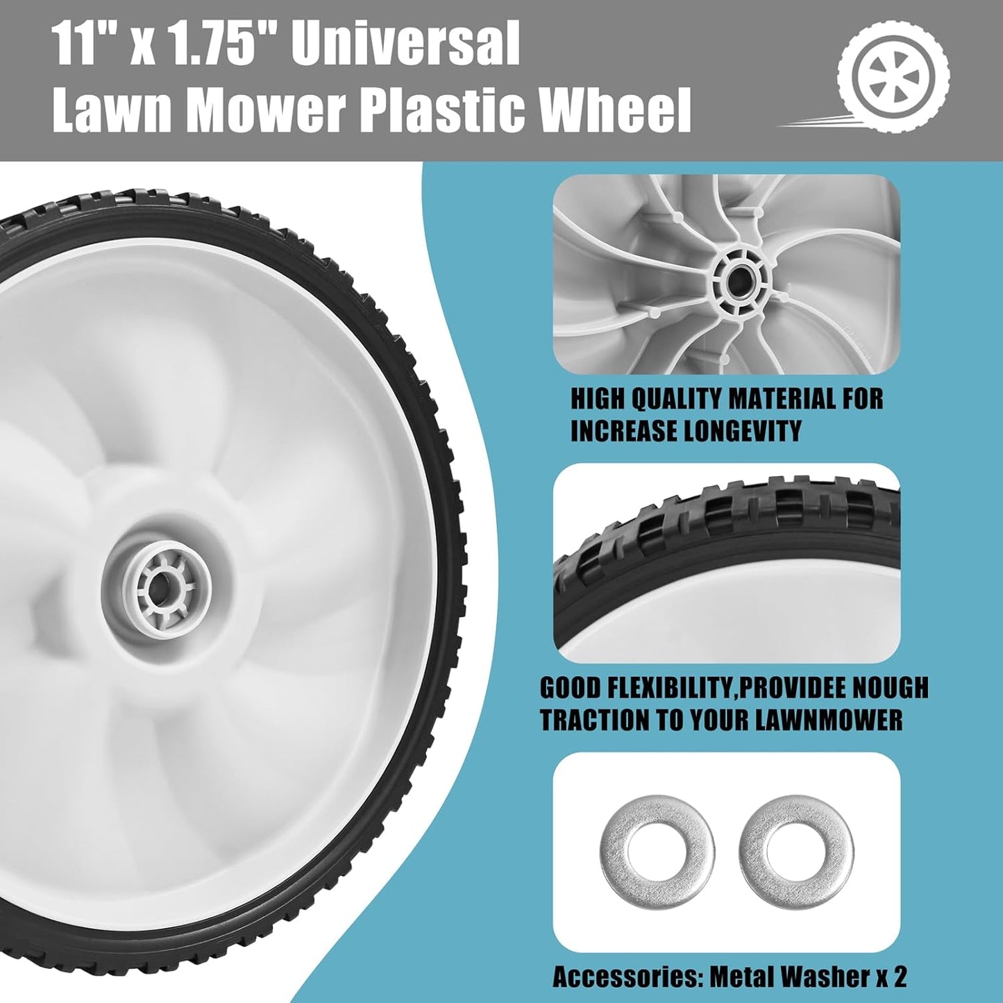 Ruedas traseras de repuesto para podadora, MTD, Craftsman, Toro, 11"