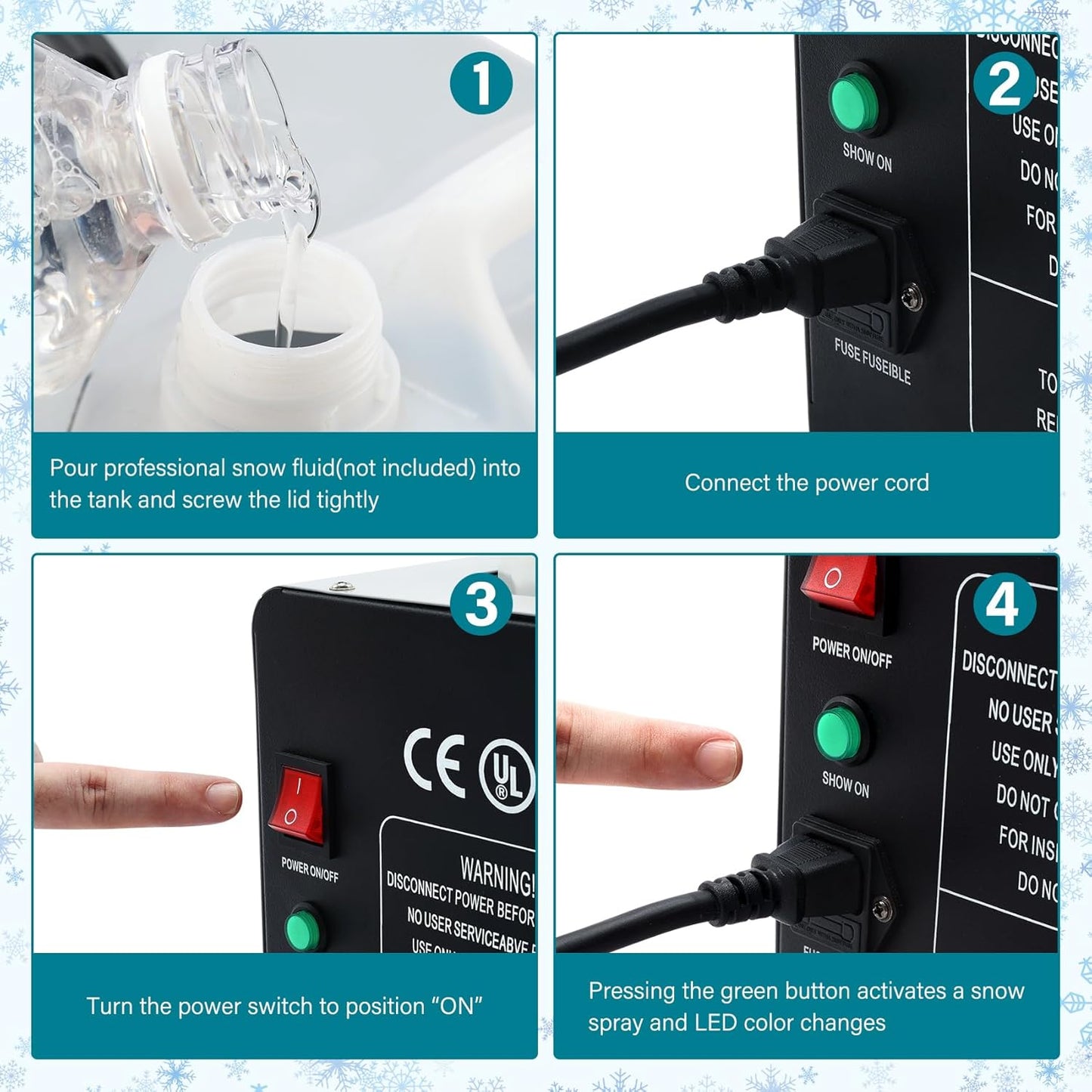 Máquina De Nieve Con 12 Luces Led, Tcfundy, Copos (USADA).